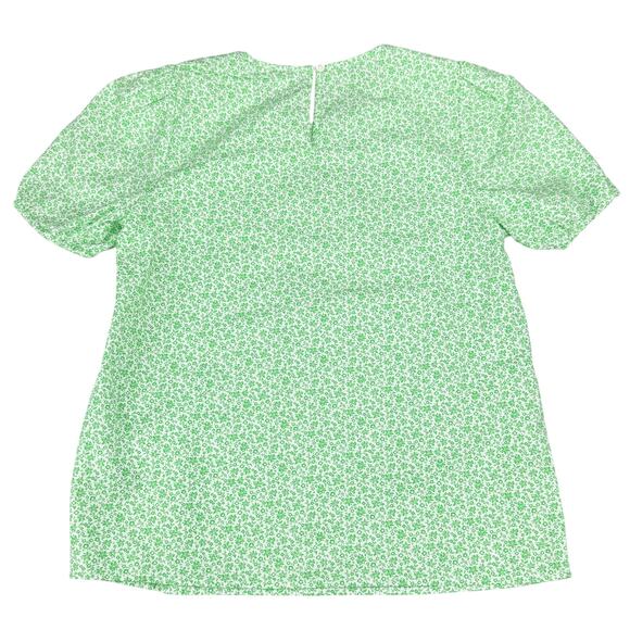 NWT J.CREW Puff-Sleeve Top Sz XXS  Disty Floral Green - Picture 6 of 6
